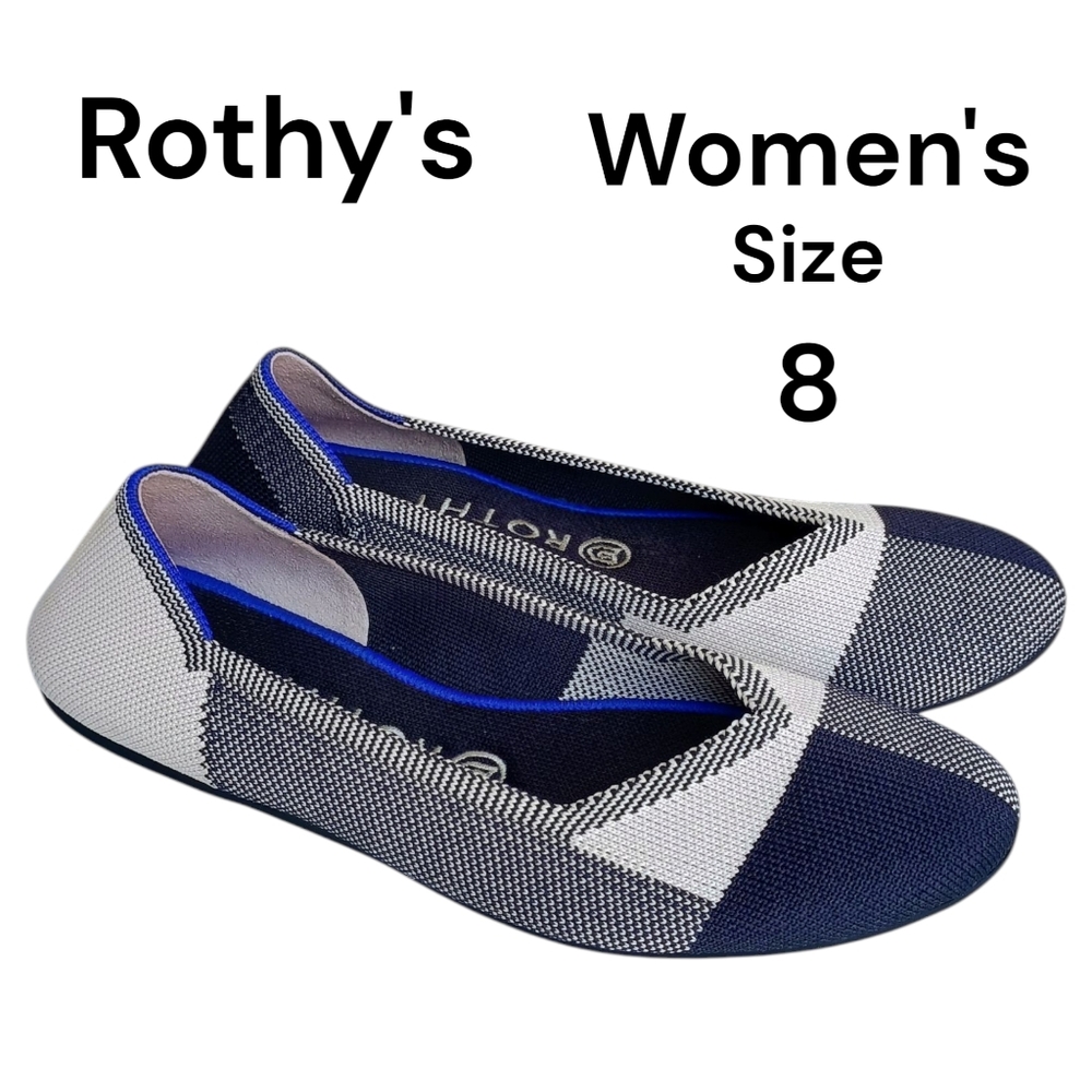 Rothy's the Flat Retired Buffalo Plaid round cap toe shoes women's size 8